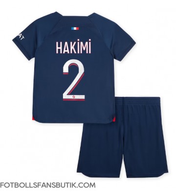 Paris Saint-Germain Achraf Hakimi #2 Replika Hemmatröja Barn 2023-24 Kortärmad (+ Korta byxor)